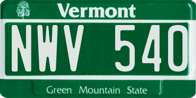 VT license plate NWV540