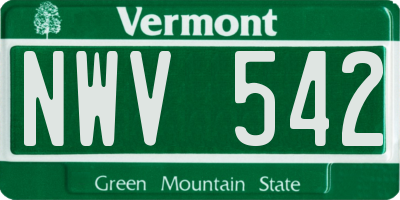 VT license plate NWV542