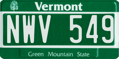VT license plate NWV549