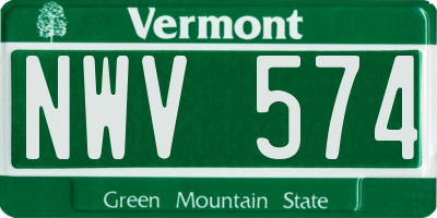 VT license plate NWV574