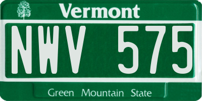 VT license plate NWV575