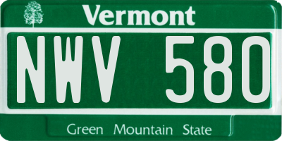 VT license plate NWV580