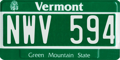 VT license plate NWV594