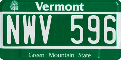 VT license plate NWV596