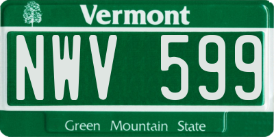 VT license plate NWV599