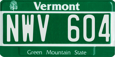 VT license plate NWV604