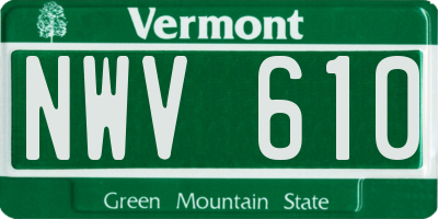 VT license plate NWV610