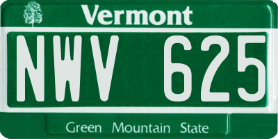 VT license plate NWV625