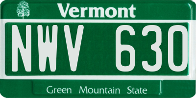 VT license plate NWV630