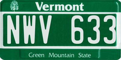 VT license plate NWV633