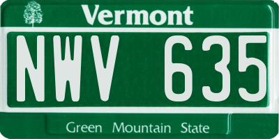 VT license plate NWV635