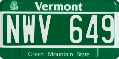 VT license plate NWV649