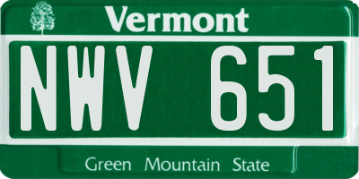 VT license plate NWV651