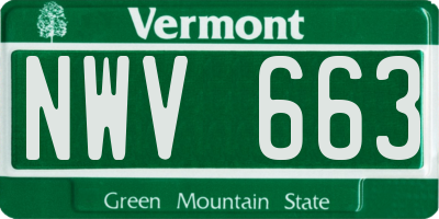 VT license plate NWV663