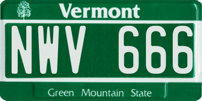 VT license plate NWV666