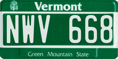 VT license plate NWV668