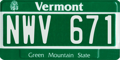 VT license plate NWV671