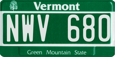 VT license plate NWV680