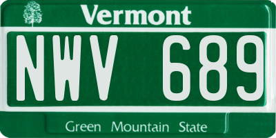 VT license plate NWV689