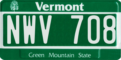 VT license plate NWV708