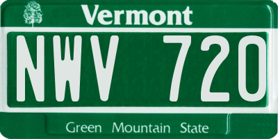 VT license plate NWV720