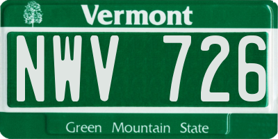 VT license plate NWV726