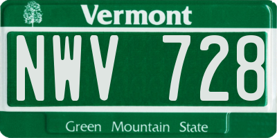 VT license plate NWV728