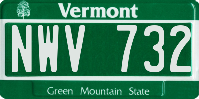 VT license plate NWV732
