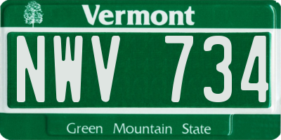 VT license plate NWV734