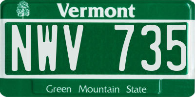 VT license plate NWV735