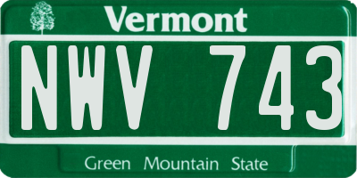 VT license plate NWV743