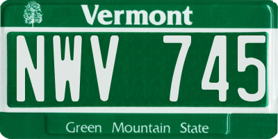 VT license plate NWV745