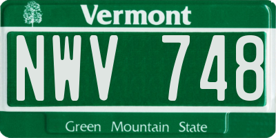 VT license plate NWV748