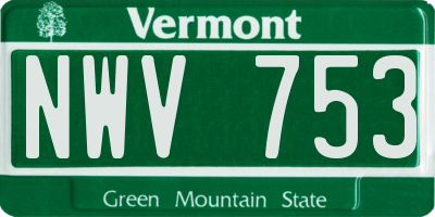 VT license plate NWV753