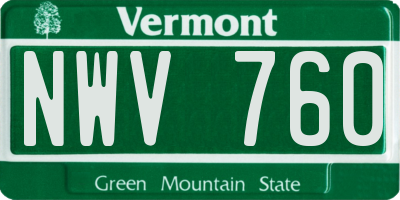 VT license plate NWV760