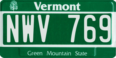 VT license plate NWV769