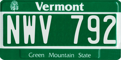 VT license plate NWV792