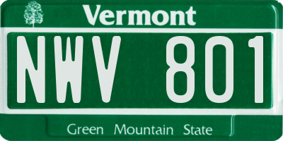 VT license plate NWV801