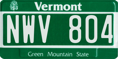 VT license plate NWV804