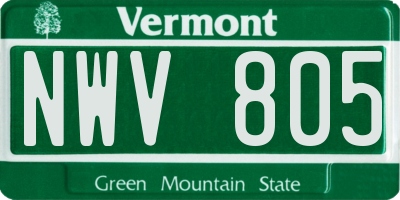 VT license plate NWV805