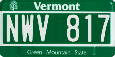 VT license plate NWV817