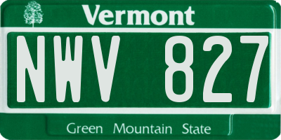 VT license plate NWV827