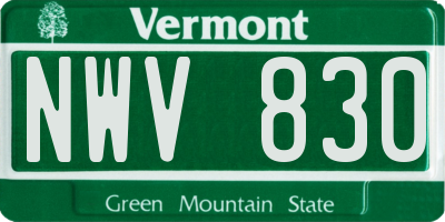 VT license plate NWV830