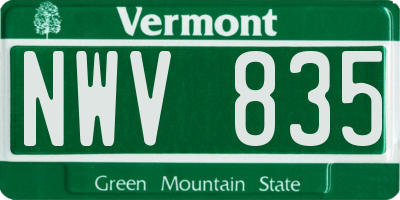 VT license plate NWV835