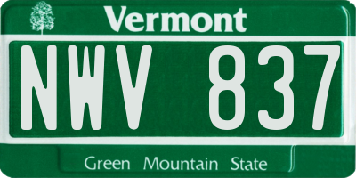 VT license plate NWV837