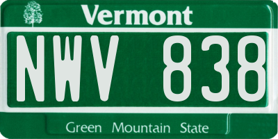 VT license plate NWV838