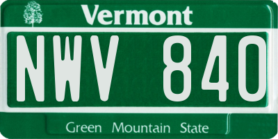 VT license plate NWV840