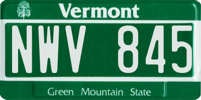 VT license plate NWV845