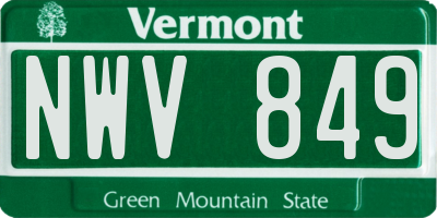 VT license plate NWV849