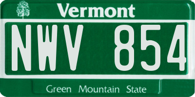VT license plate NWV854